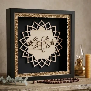 Ringstone Symbol Star Mondala Framed 25x25 cm Black